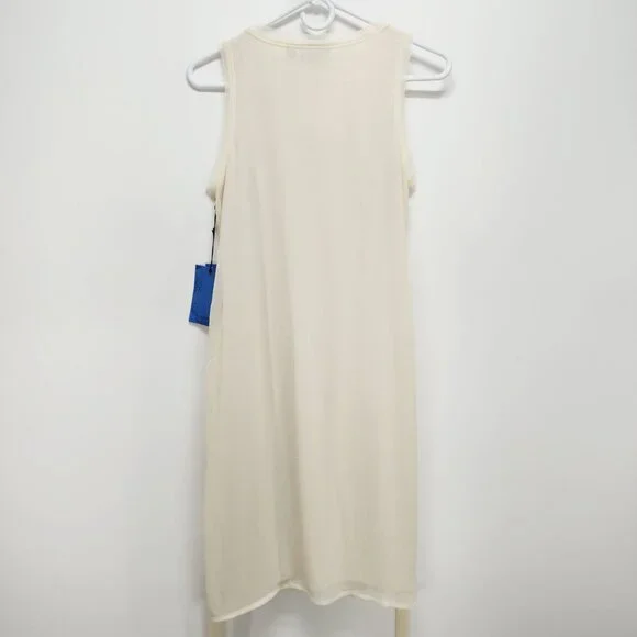 Simply Vera Vera Wang chiffon mid Dress Womens Sleeveless Pleated  beige Size S - Picture 7 of 11